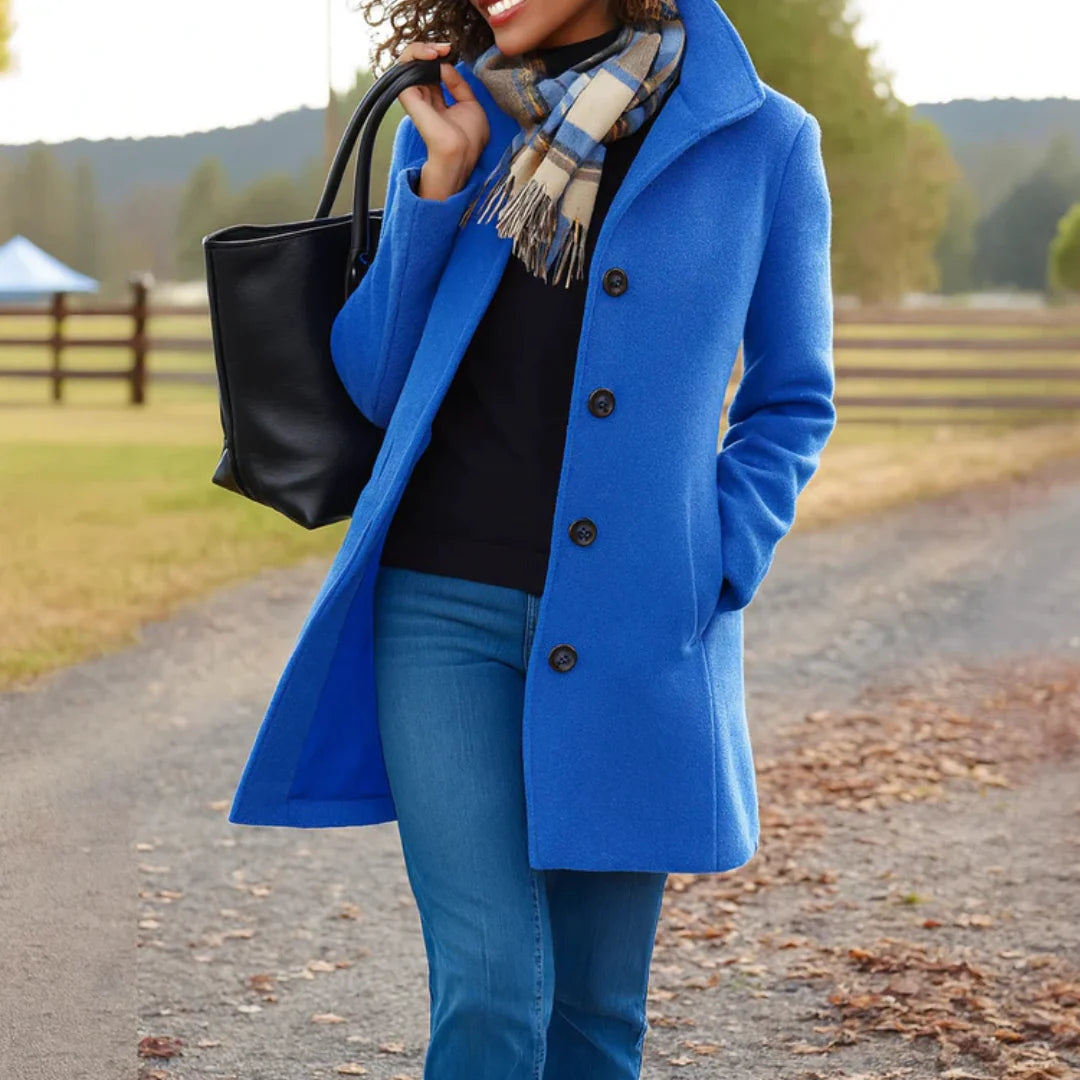 Damen klassischer Wintermantel mit Knopfleiste 7