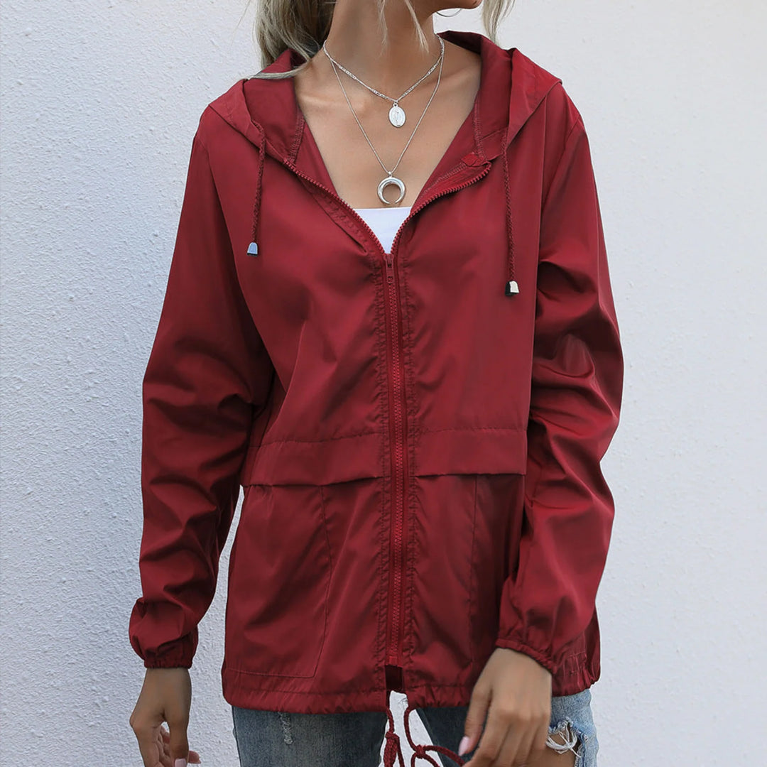 Damenjacke Wasserdicht mit Reißverschluss und Kapuze Stylish und Praktisch 2