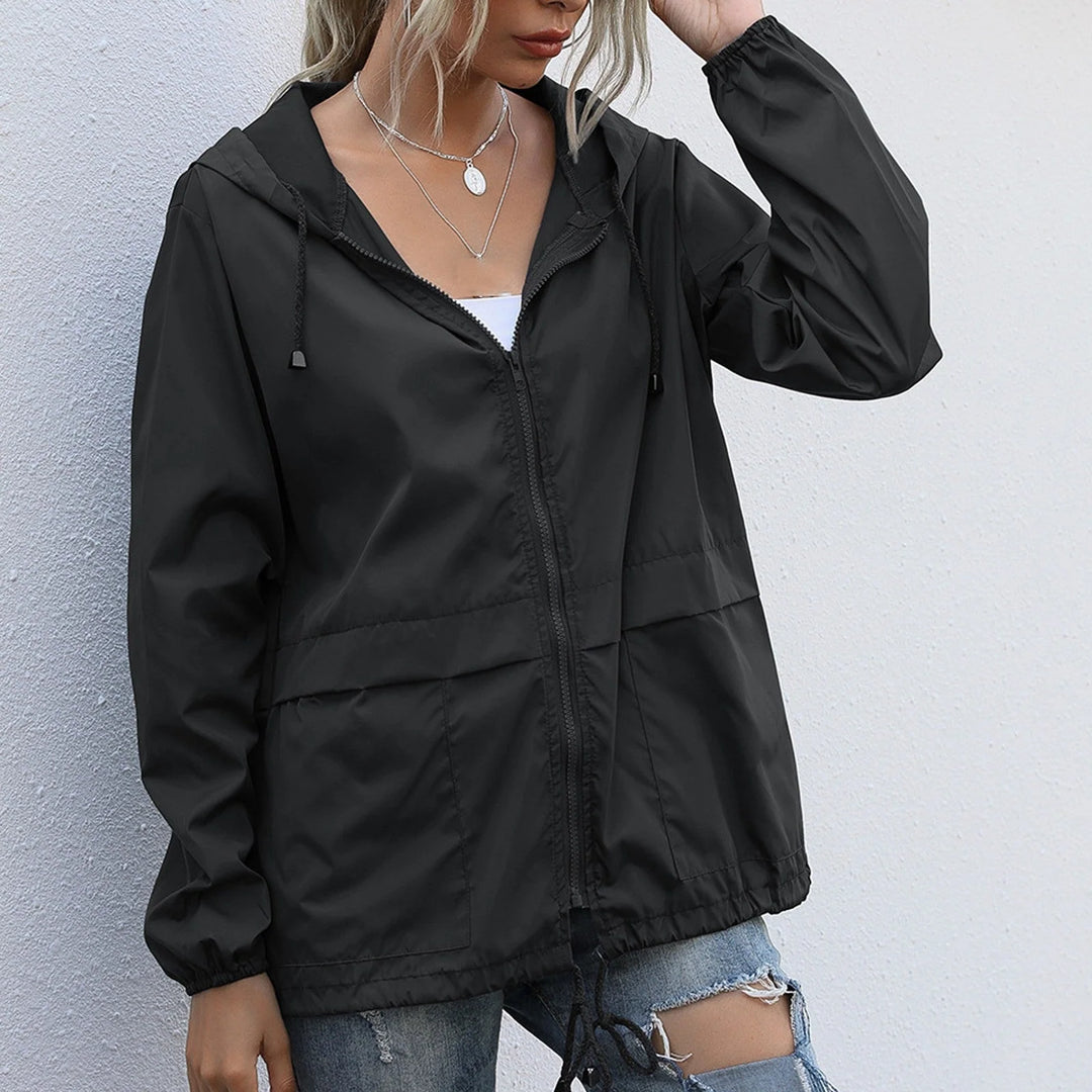 Damenjacke Wasserdicht mit Reißverschluss und Kapuze Stylish und Praktisch 3