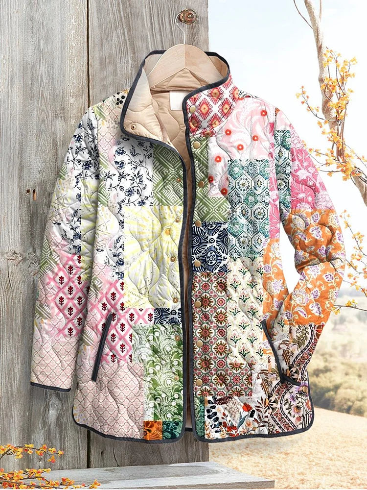 Damenjacke mit Blumenmuster, lässig, gesteppte 0