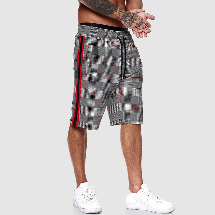  Herren -Kordelstringshorts mit elastischen Bund kariert-5