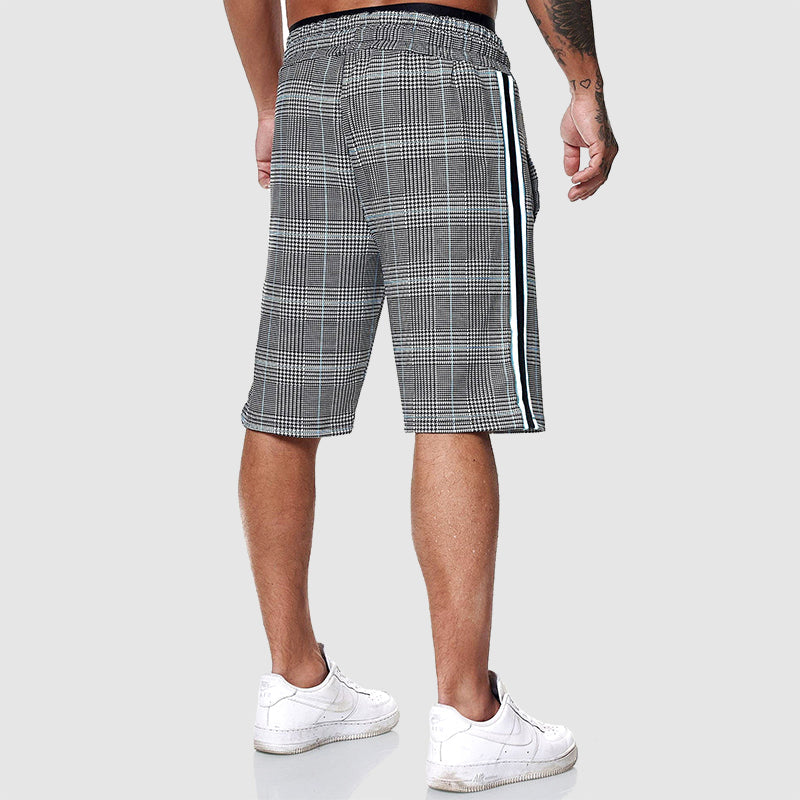  Herren -Kordelstringshorts mit elastischen Bund kariert-4