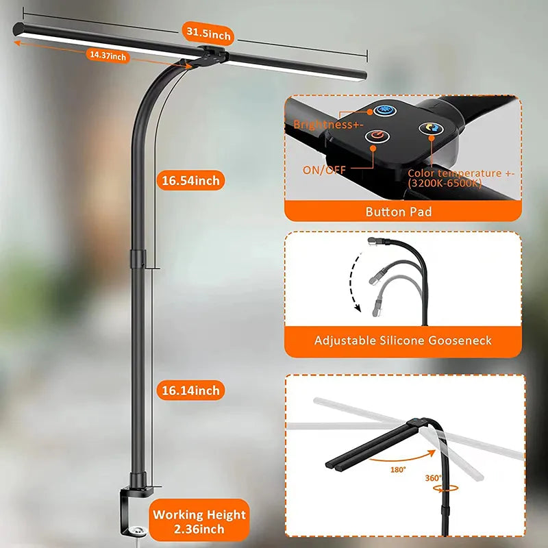 Desklight - Moderne LED -Schreibtischlampe mit zwei Kopf, stilvolle Bürobeleuchtung 3