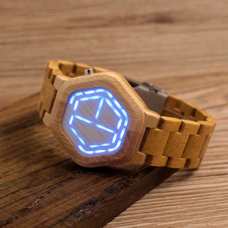 Digitale hölzerne LED -Uhr 0