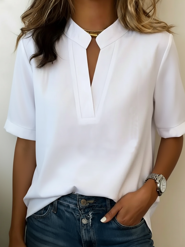 Elegante Damenbluse mit Raffiniertem Kragen und V-Ausschnitt 6