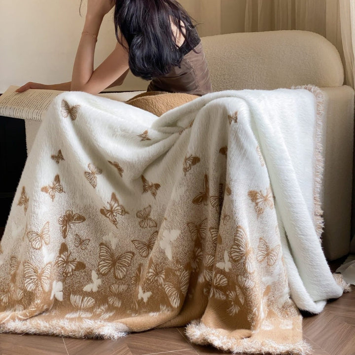 Elegante Kuscheldecke mit Jacquard-Design für Damen und Herren aus Nylon-Polyester-Mischung 6