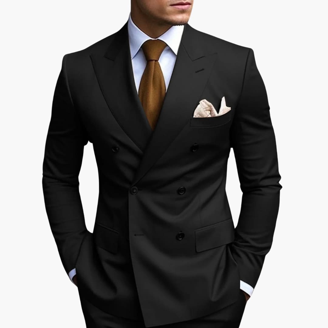 Eleganter Anzug Herren Mit Zweireihigem Design Und Fallendem Revers Für Formelle Anlässe 0