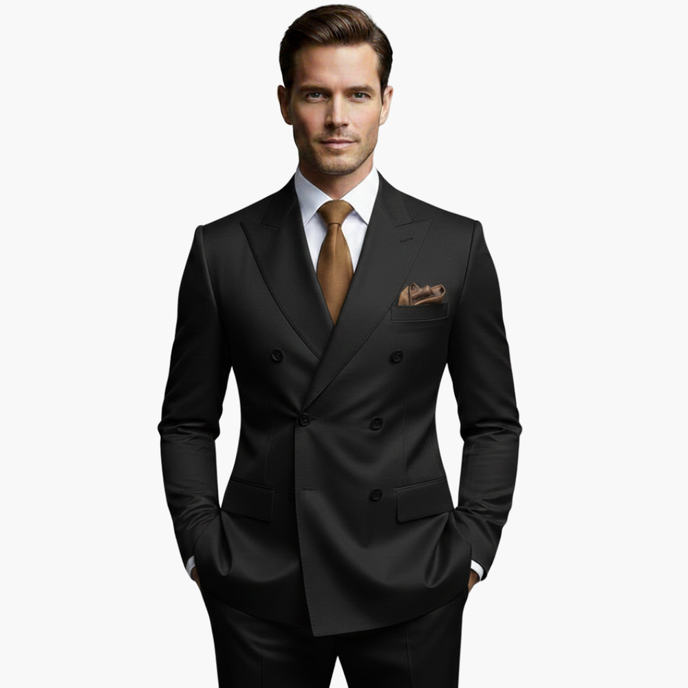 Eleganter Anzug Herren Mit Zweireihigem Design Und Fallendem Revers Für Formelle Anlässe 1