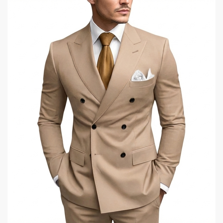 Eleganter Anzug Herren Mit Zweireihigem Design Und Fallendem Revers Für Formelle Anlässe 13