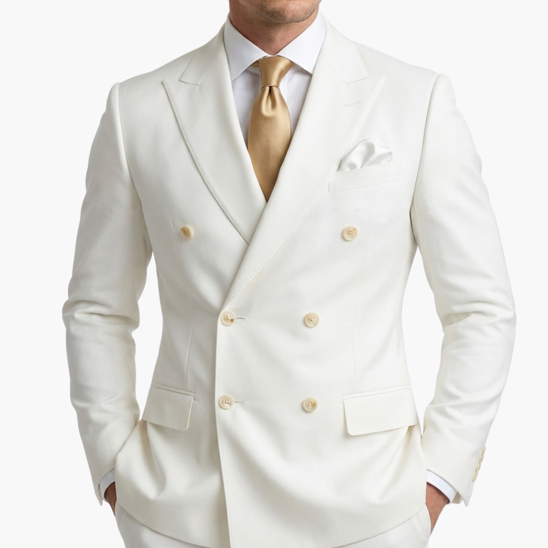 Eleganter Anzug Herren Mit Zweireihigem Design Und Fallendem Revers Für Formelle Anlässe 14