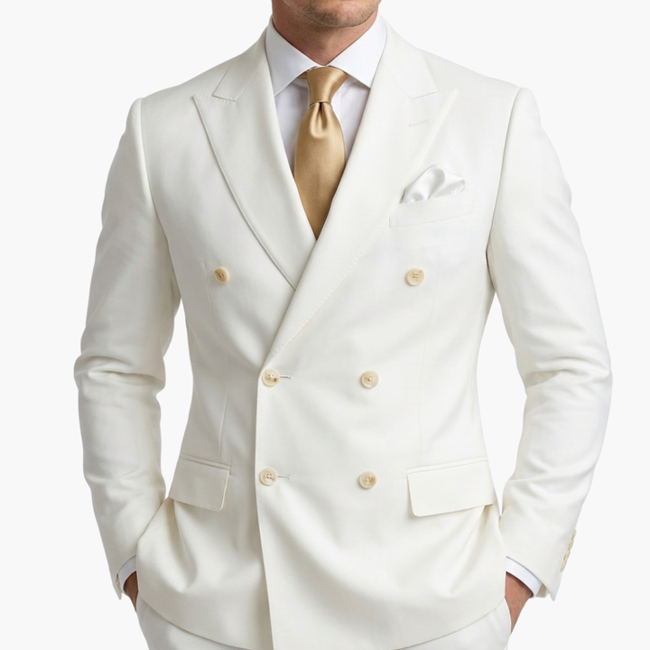 Eleganter Anzug Herren Mit Zweireihigem Design Und Fallendem Revers Für Formelle Anlässe 14