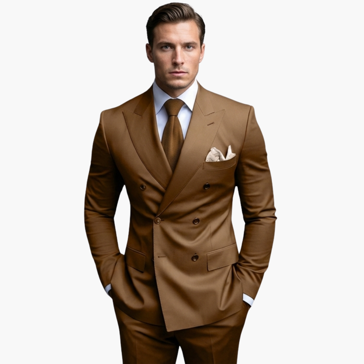 Eleganter Anzug Herren Mit Zweireihigem Design Und Fallendem Revers Für Formelle Anlässe 3
