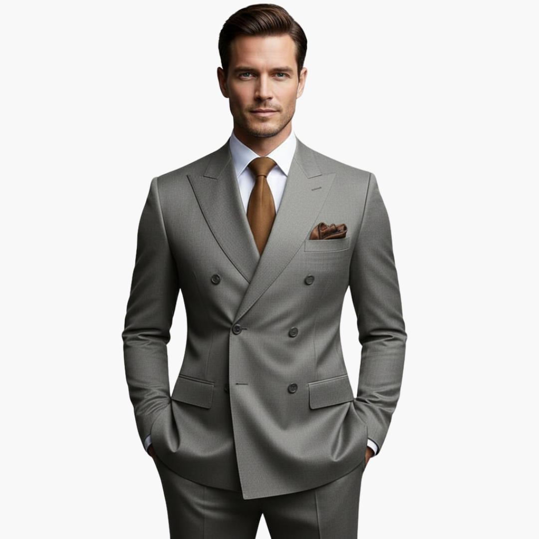 Eleganter Anzug Herren Mit Zweireihigem Design Und Fallendem Revers Für Formelle Anlässe 5