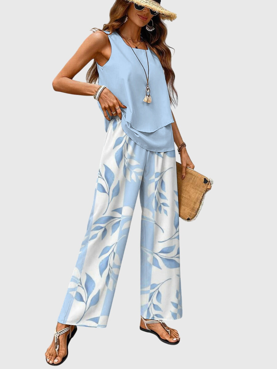 Elegantes 2-teiliges Sommerset für Frauen mit floralem Design 1