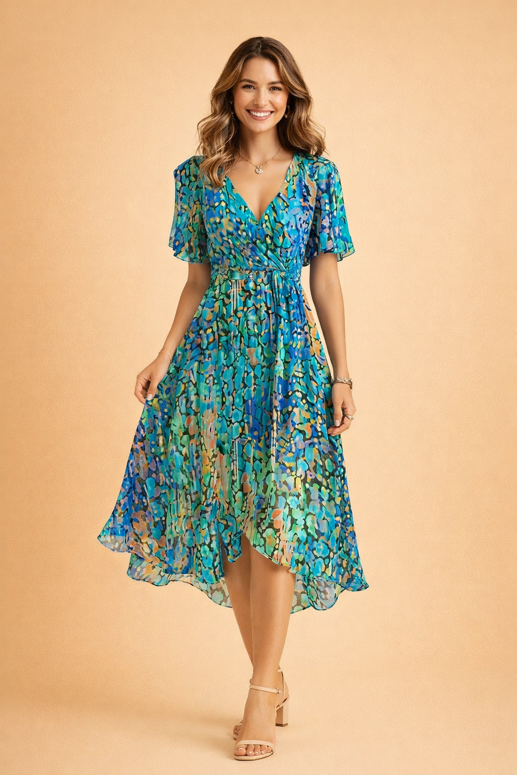 Elegantes Blaues Midikleid Damen Midi Kleid Sommerkleid Freizeitkleid 0