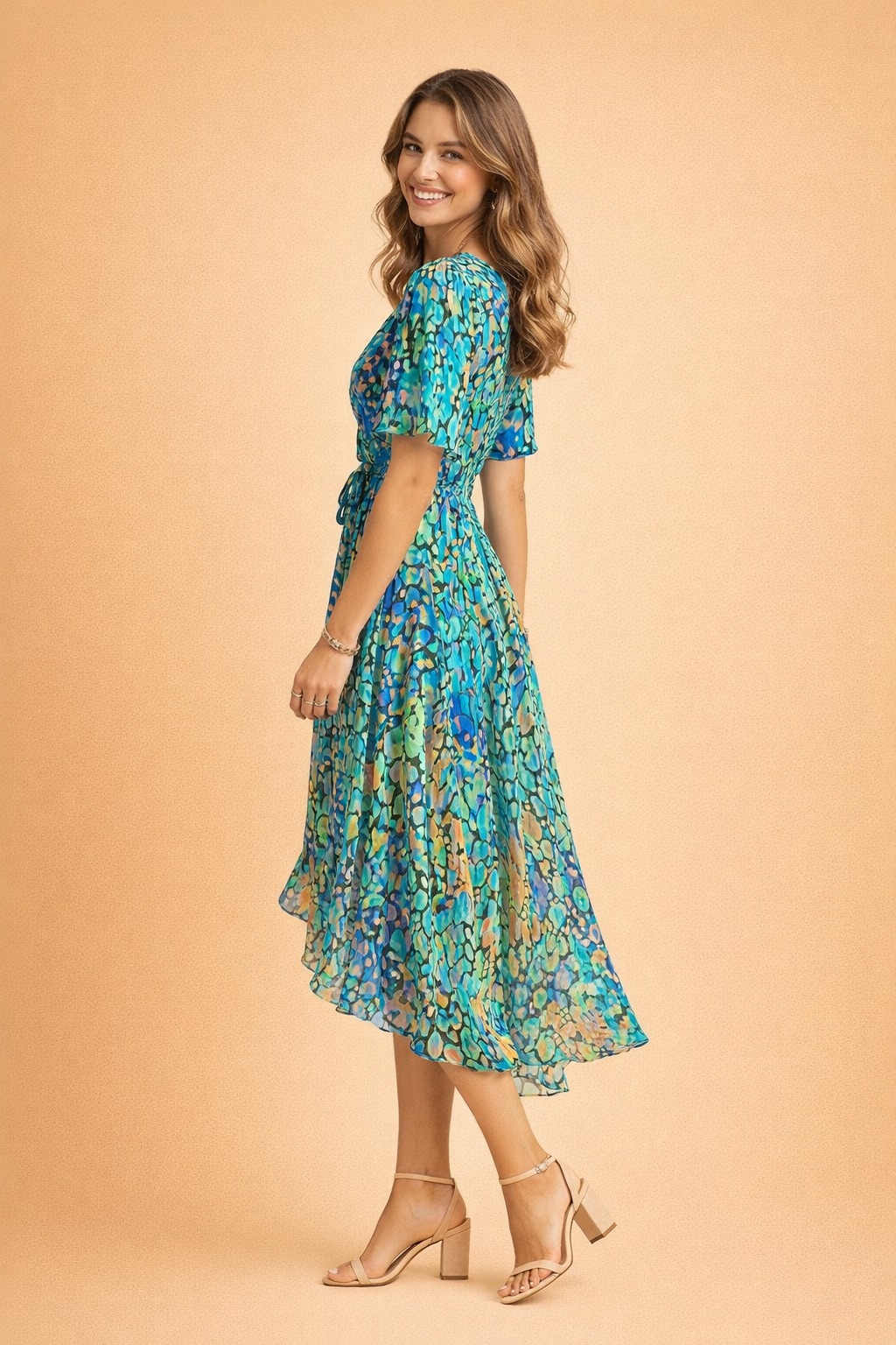 Elegantes Blaues Midikleid Damen Midi Kleid Sommerkleid Freizeitkleid 2