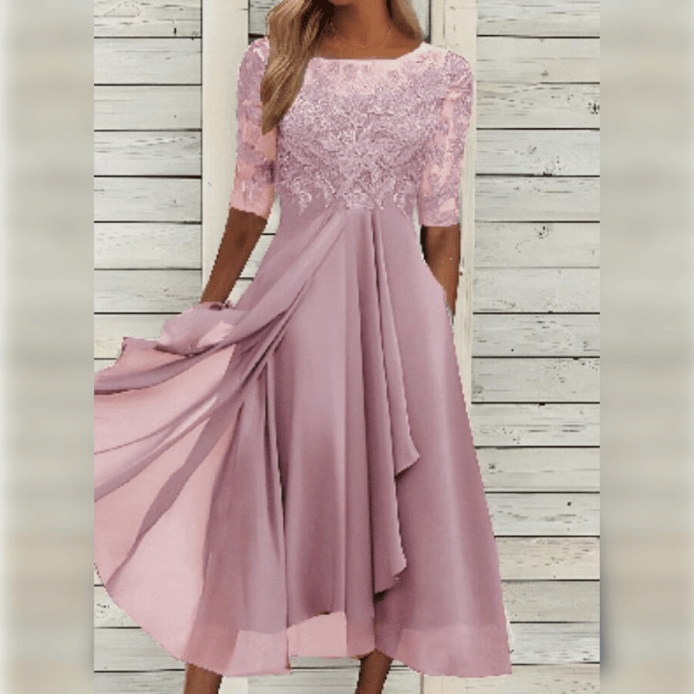 Elegantes Damen Abendkleid mit Spitzendetails und 3/4-Ärmeln für festliche Anlässe 6
