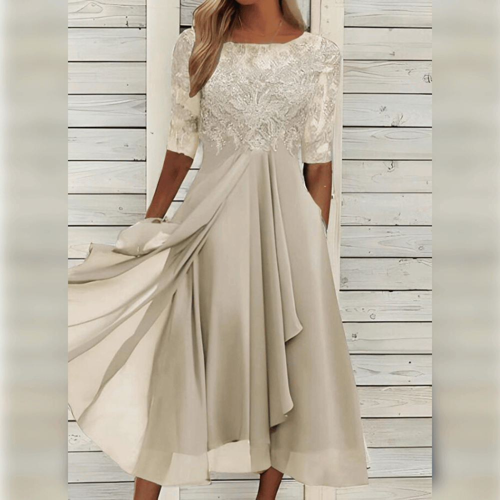 Elegantes Damen Abendkleid mit Spitzendetails und 3/4-Ärmeln für festliche Anlässe 7