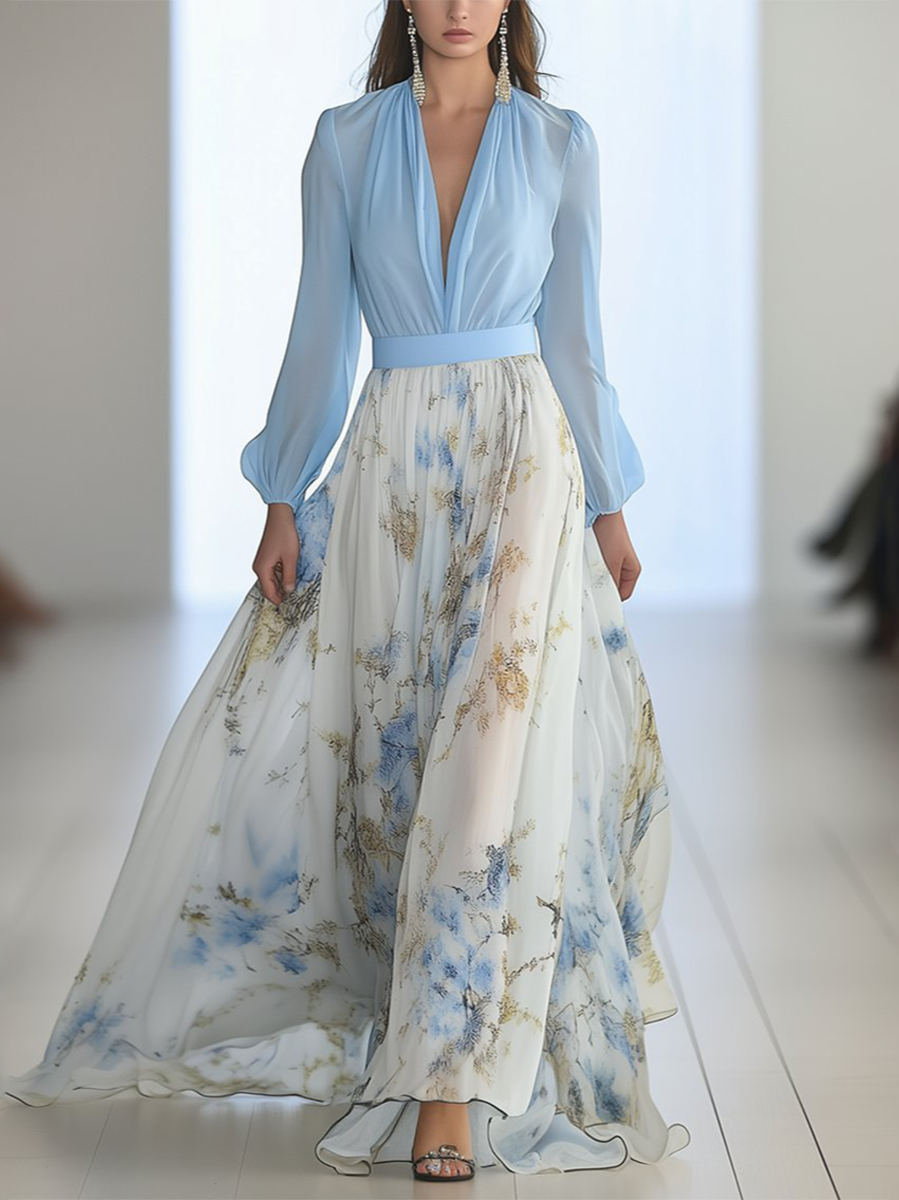 Elegantes Damen Maxikleid mit Blumendruck für Sommer und Freizeit 0