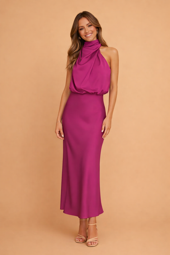 Elegantes Damen Midikleid One-Shoulder Asymmetrisch Abendkleid 3