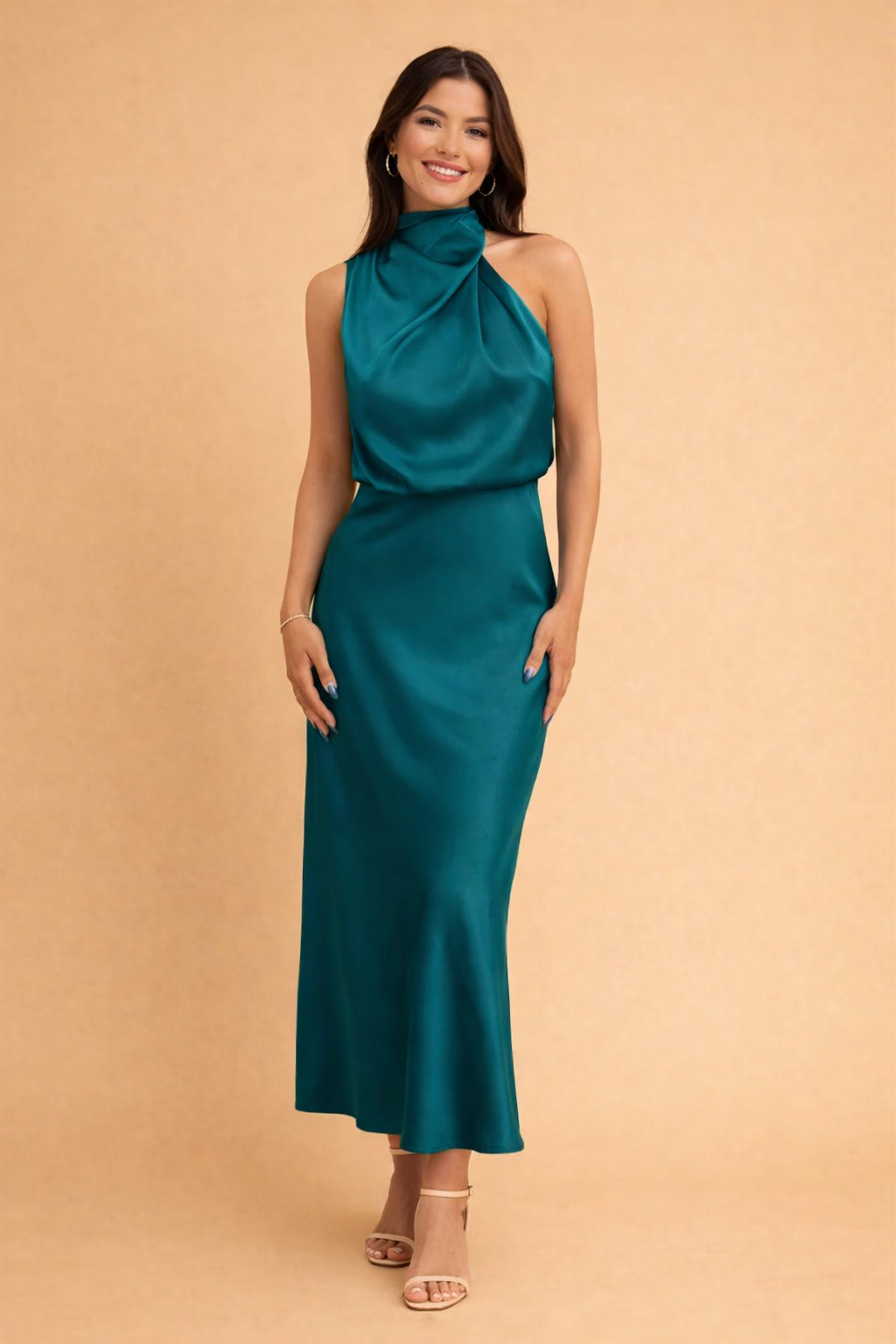Elegantes Damen Midikleid One-Shoulder Asymmetrisch Abendkleid 4