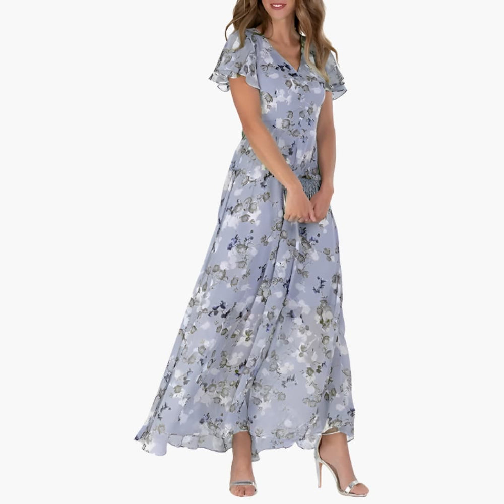 Elegantes Damen Midikleid mit Rundhalsausschnitt für Sommer und festliche Anlässe 1