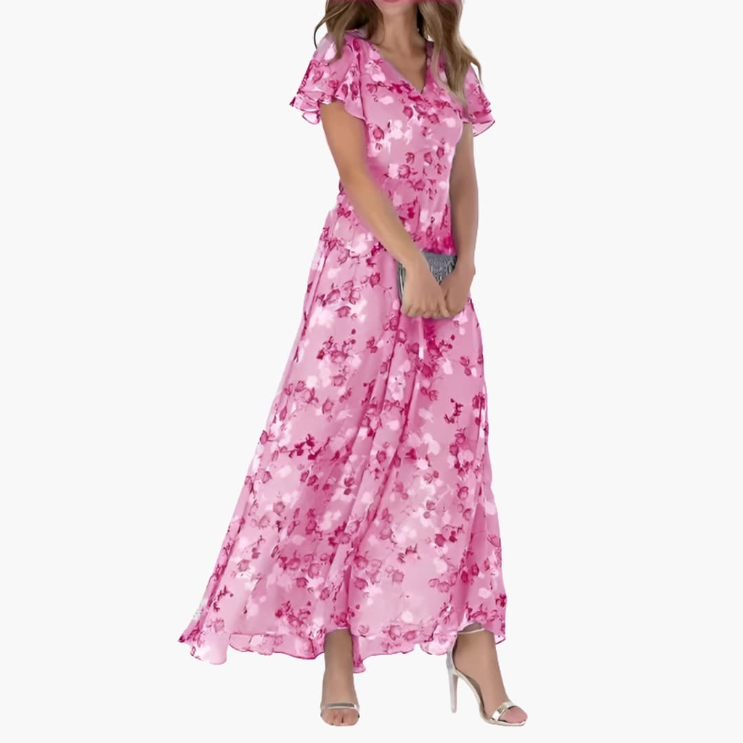 Elegantes Damen Midikleid mit Rundhalsausschnitt für Sommer und festliche Anlässe 3