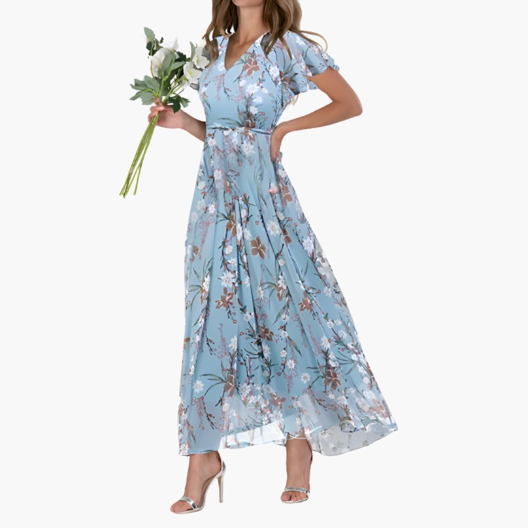 Elegantes Damen Midikleid mit Rundhalsausschnitt für Sommer und festliche Anlässe 5