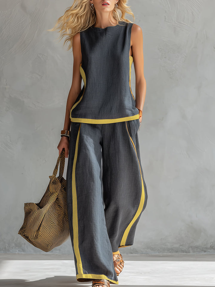 Elegantes Damen Zweiteiler Set mit grafischen Details für jeden Anlass 0