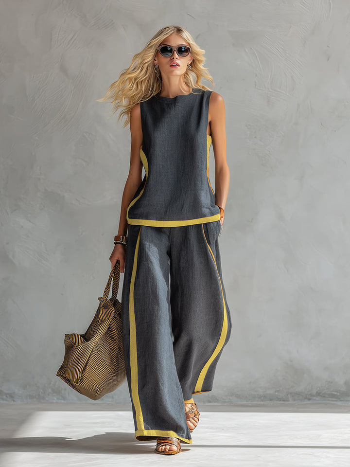 Elegantes Damen Zweiteiler Set mit grafischen Details für jeden Anlass 1