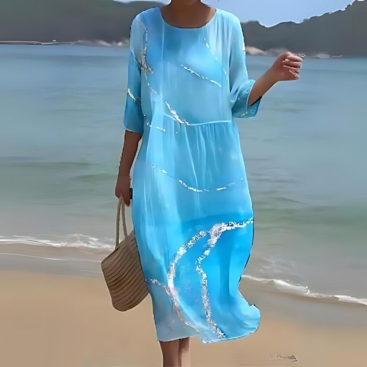 Elegantes Damenkleid mit zeitlosem Blumenmuster für Sommer und besondere Anlässe 1