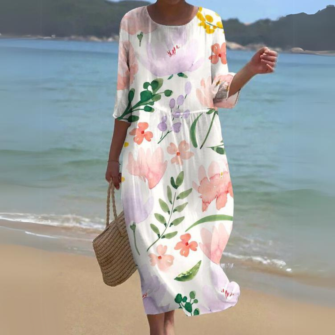 Elegantes Damenkleid mit zeitlosem Blumenmuster für Sommer und besondere Anlässe 2