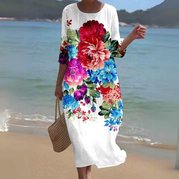 Elegantes Damenkleid mit zeitlosem Blumenmuster für Sommer und besondere Anlässe 3