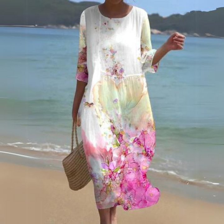Elegantes Damenkleid mit zeitlosem Blumenmuster für Sommer und besondere Anlässe 4
