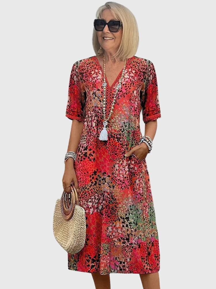 Elegantes Florales Midikleid Damen – Festliche Kleider für Jeden Anlass, Stilvolle Eleganz und Anmut 1