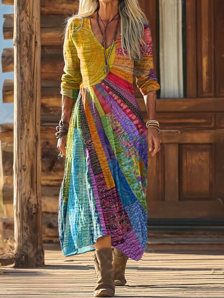 Elegantes Kleid Damen im Boho-Stil mit Sonnenmuster für den Sommer - Vielseitige Sommerkleider für jeden Anlass 0