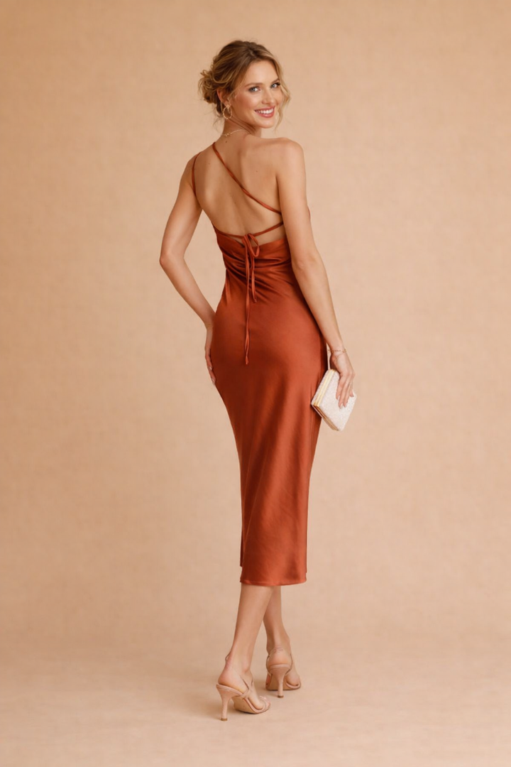 Elegantes Maxikleid Damen One-Shoulder Sommerkleid Lang Fließend 6