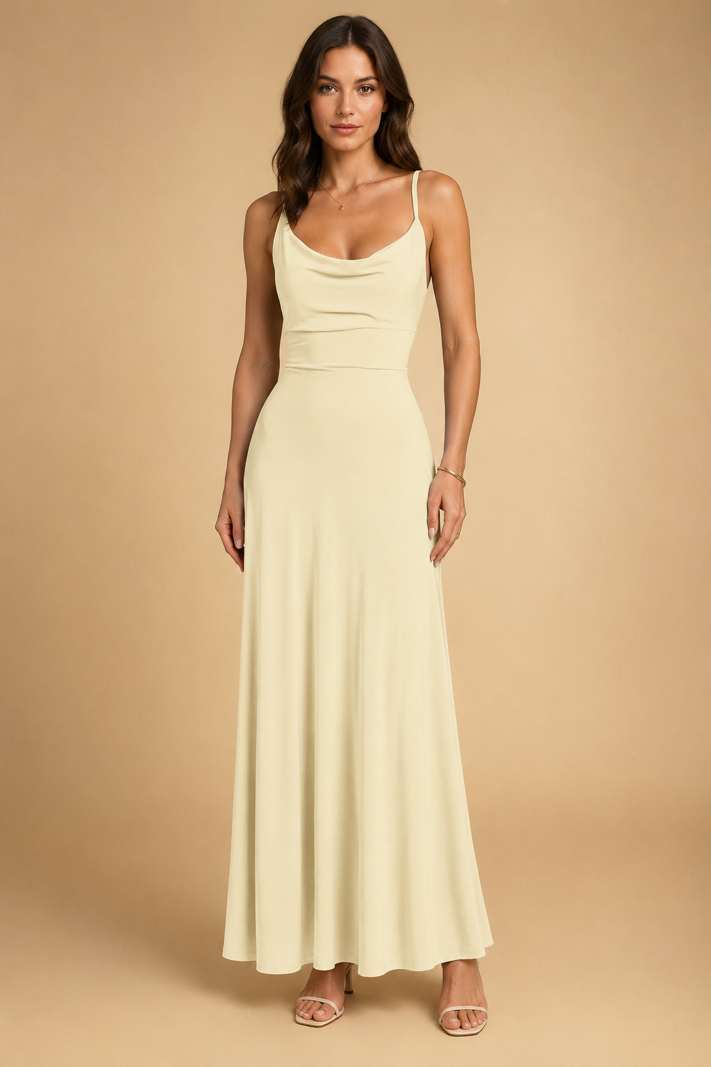 Elegantes Maxikleid für Damen mit V-Ausschnitt und tailliertem Schnitt 0