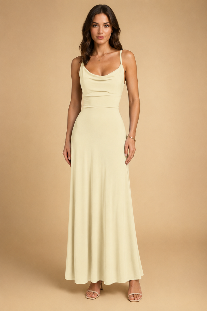 Elegantes Maxikleid für Damen mit V-Ausschnitt und tailliertem Schnitt 0