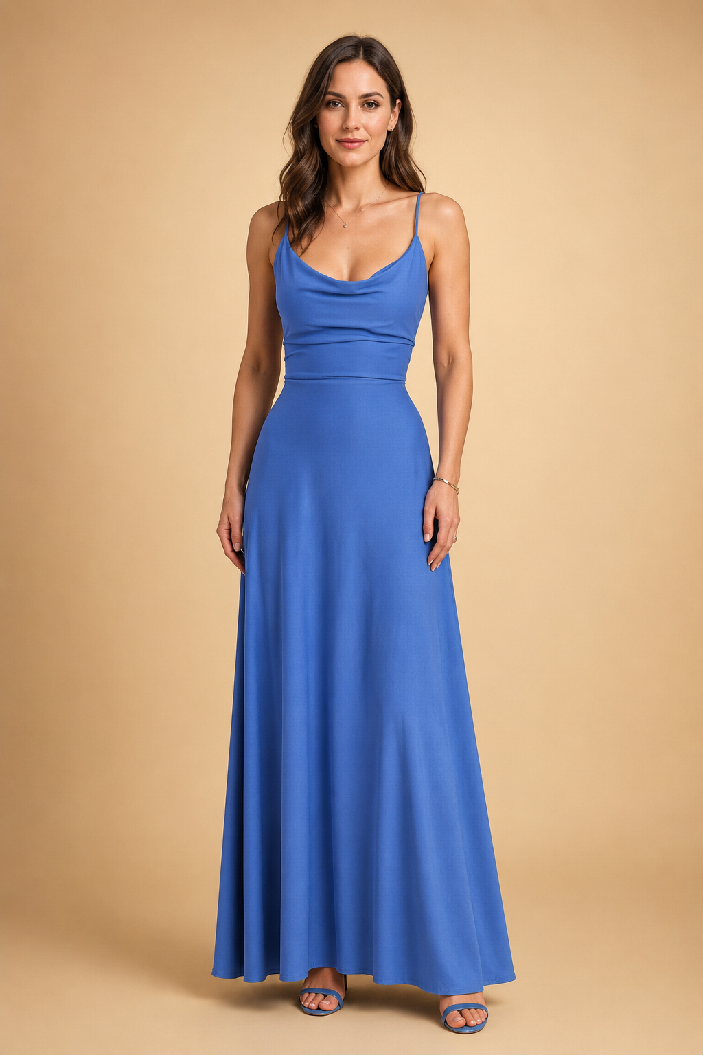 Elegantes Maxikleid für Damen mit V-Ausschnitt und tailliertem Schnitt 2