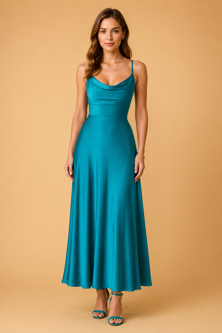 Elegantes Maxikleid für Damen mit V-Ausschnitt und tailliertem Schnitt 3