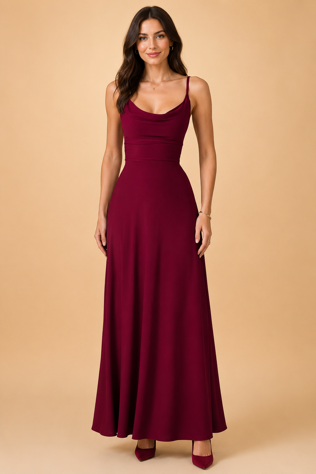 Elegantes Maxikleid für Damen mit V-Ausschnitt und tailliertem Schnitt 7