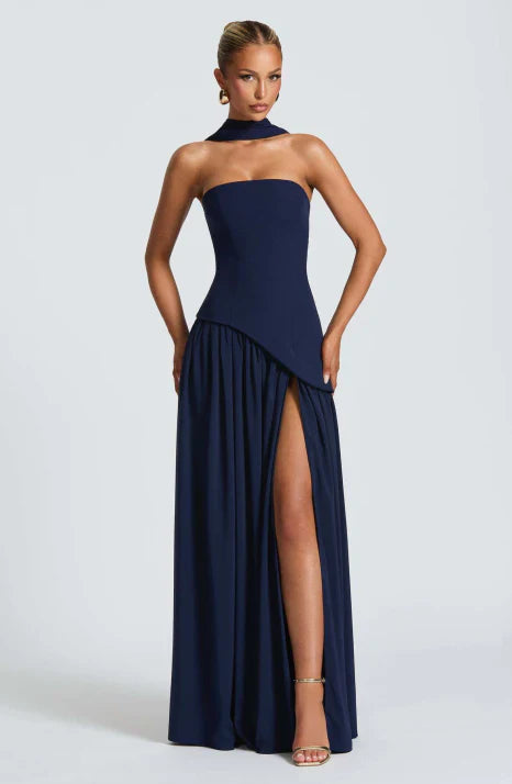 Elegantes Maxikleid für Damen mit trägerlosem Schnitt und fließender Silhouette 4
