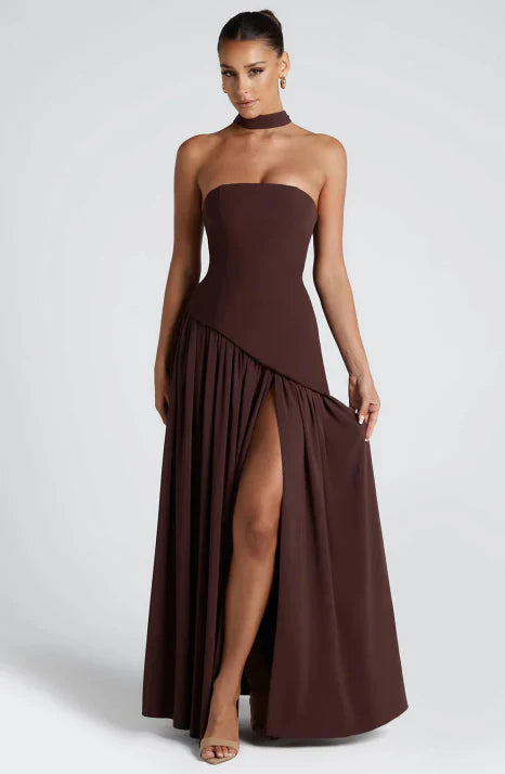 Elegantes Maxikleid für Damen mit trägerlosem Schnitt und fließender Silhouette 5