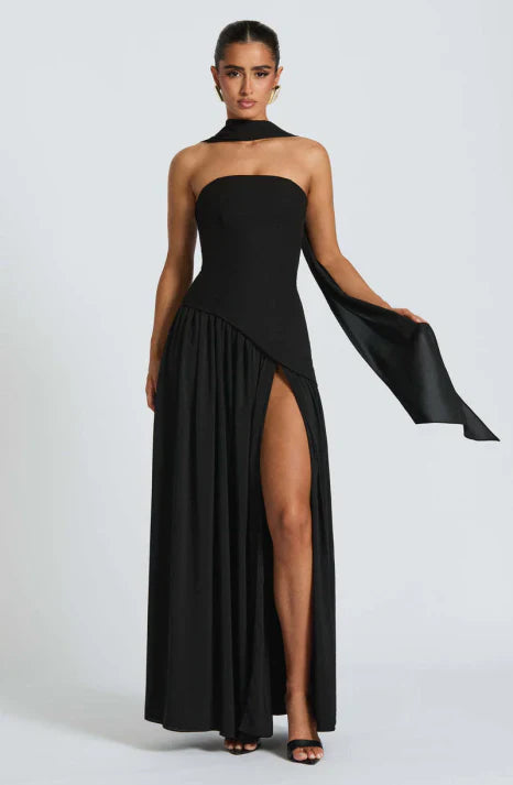Elegantes Maxikleid für Damen mit trägerlosem Schnitt und fließender Silhouette 6