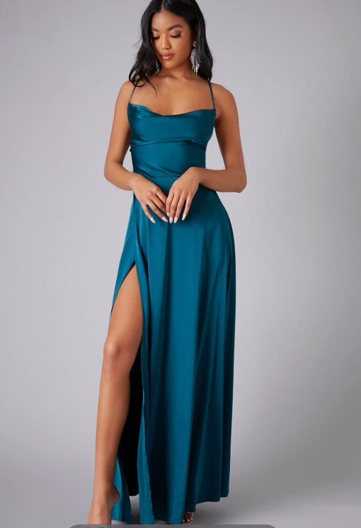 Elegantes Maxikleid mit Beinschlitz für Damen Sommer Hochzeit Abendkleid 10