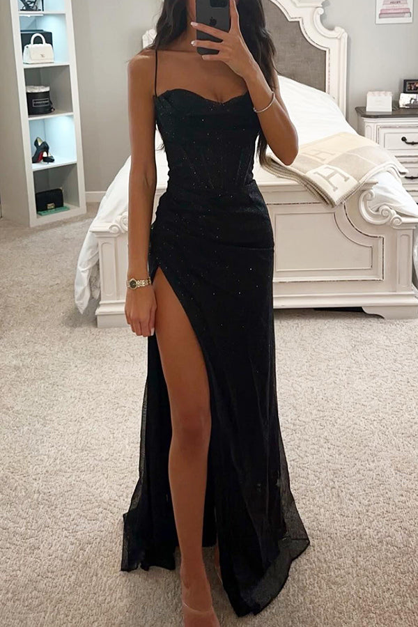 Elegantes Maxikleid mit Pailletten für Damen, langes Abendkleid, schmale Passform, festliches Sommerkleid 0