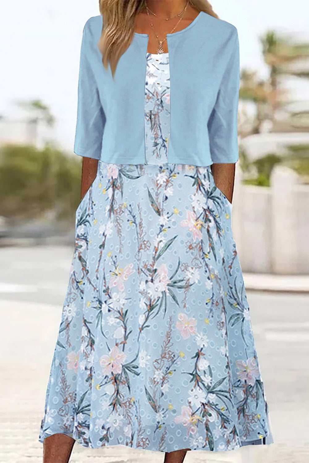 Elegantes Midi-Kleid-Set mit Bolero für einen harmonischen Look 0