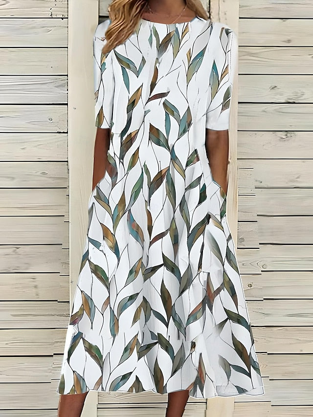 Elegantes Midikleid mit Blumenmuster für Damen – Schmeichelhafte A-Linie 2