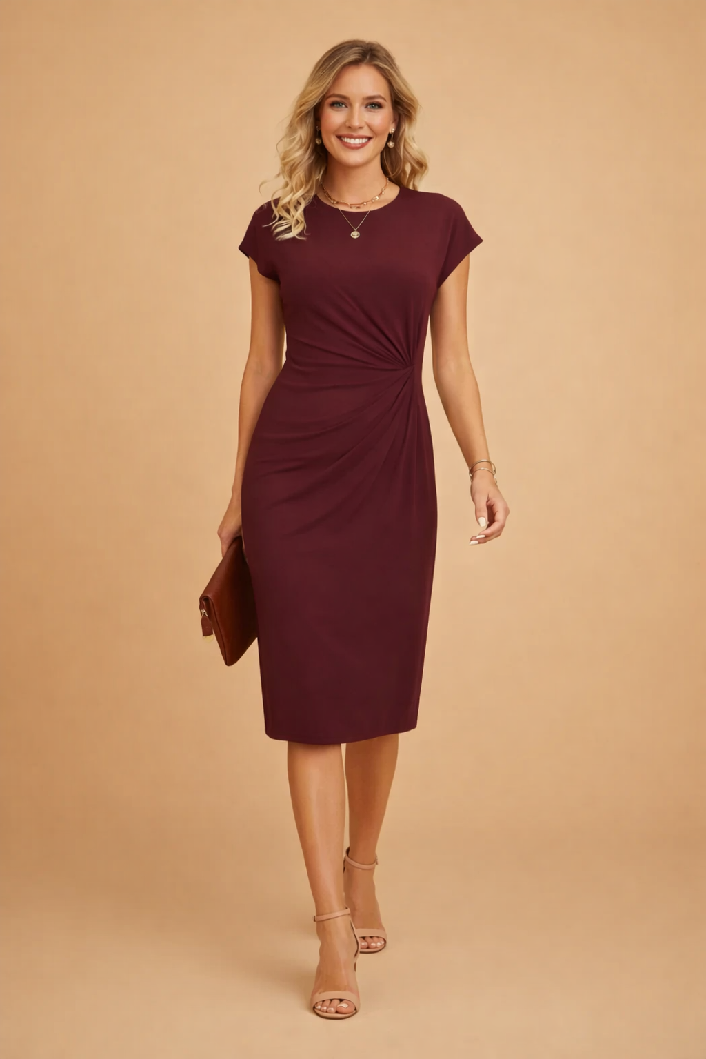 Elegantes Midikleid mit Knoten vorne für Damen – Stilvoll und Vielseitig 7